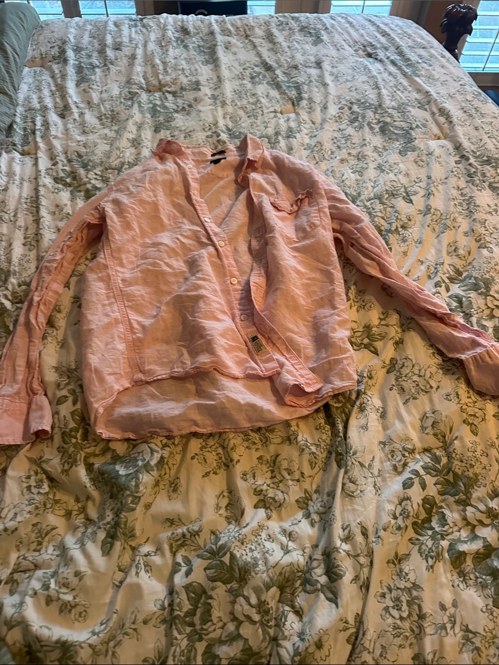 J. Crew Pale Pink Slim Linen Shirt